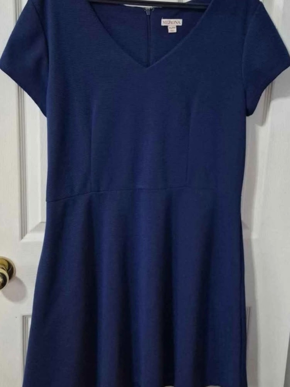 Merona Navy V-Neck Short Sleeve Fit & Flare Dress